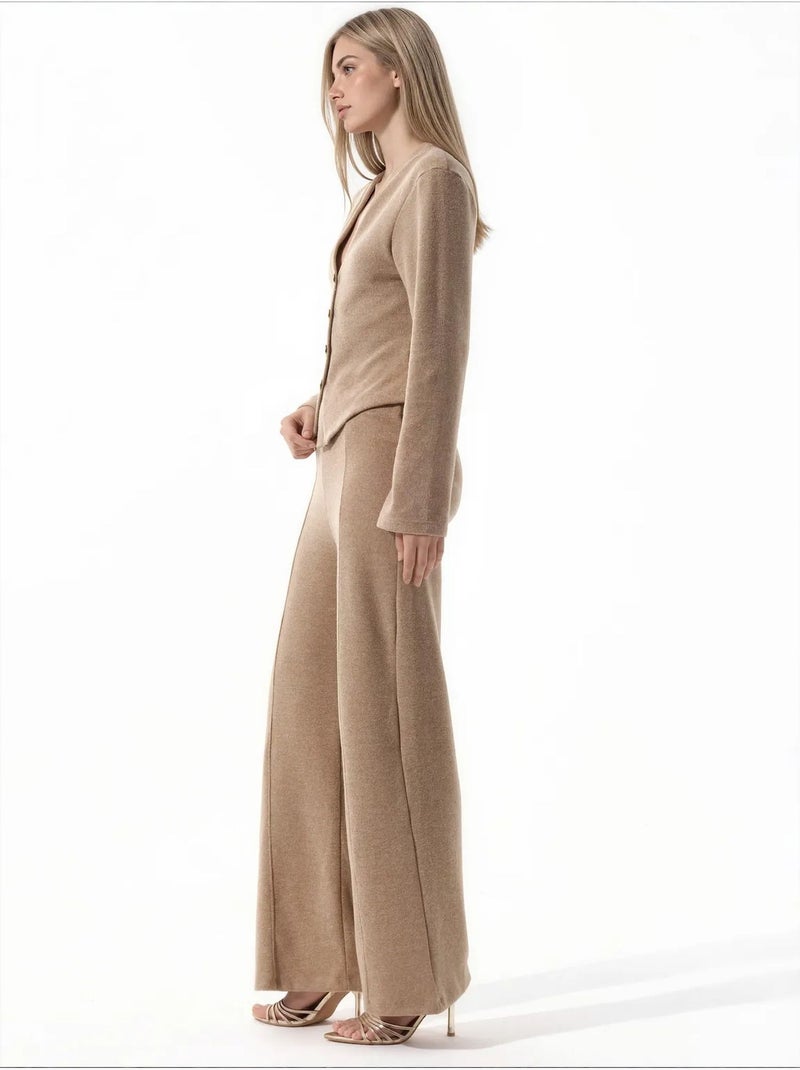 Damesbroek van katoenmix busem Klei-beige - Kiabi