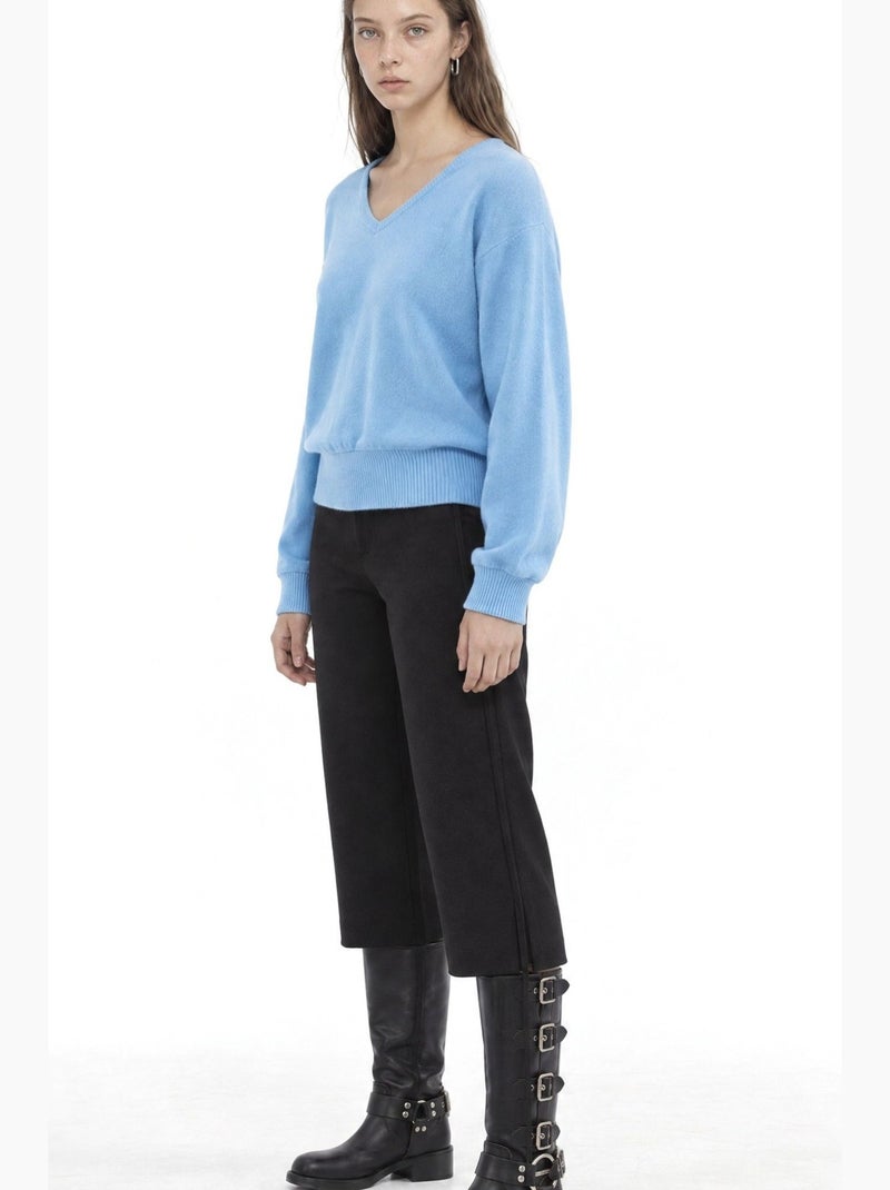 Damesgebreide trui busem Blauw - Kiabi