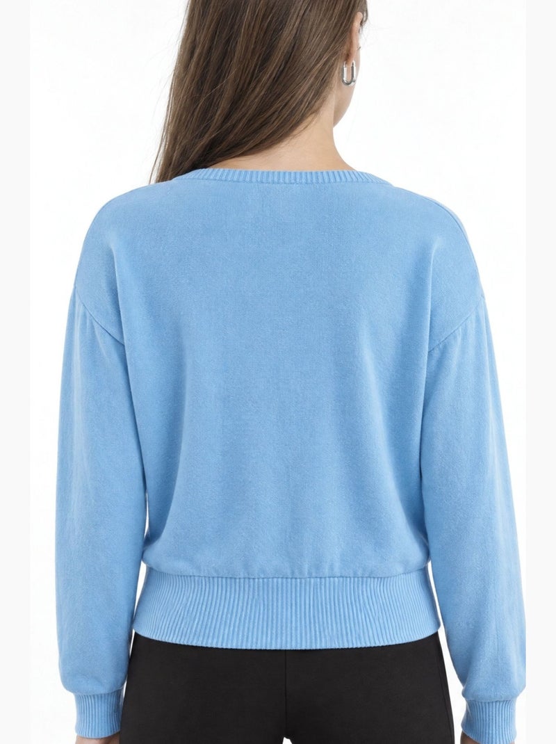 Damesgebreide trui busem Blauw - Kiabi