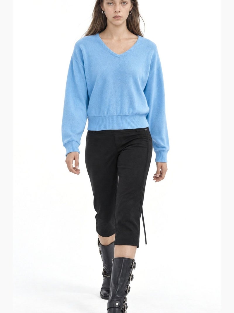 Damesgebreide trui busem Blauw - Kiabi