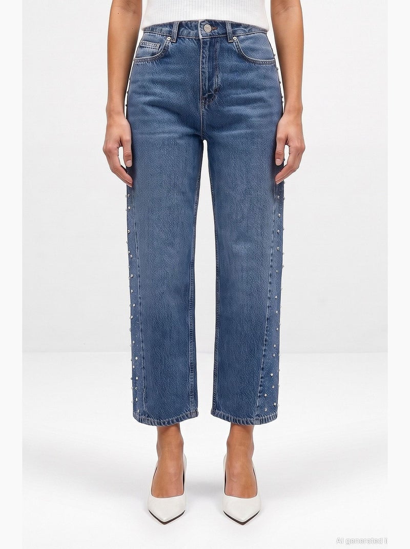 Damesjeans dilvin Saffierblauw - Kiabi