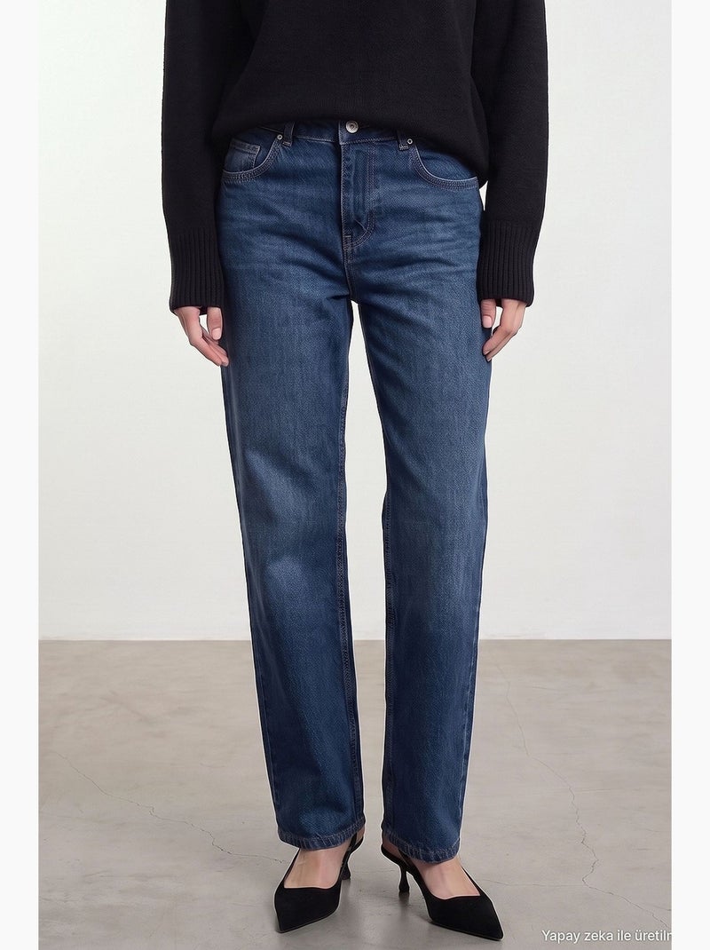 Damesjeans dilvin Saffierblauw - Kiabi