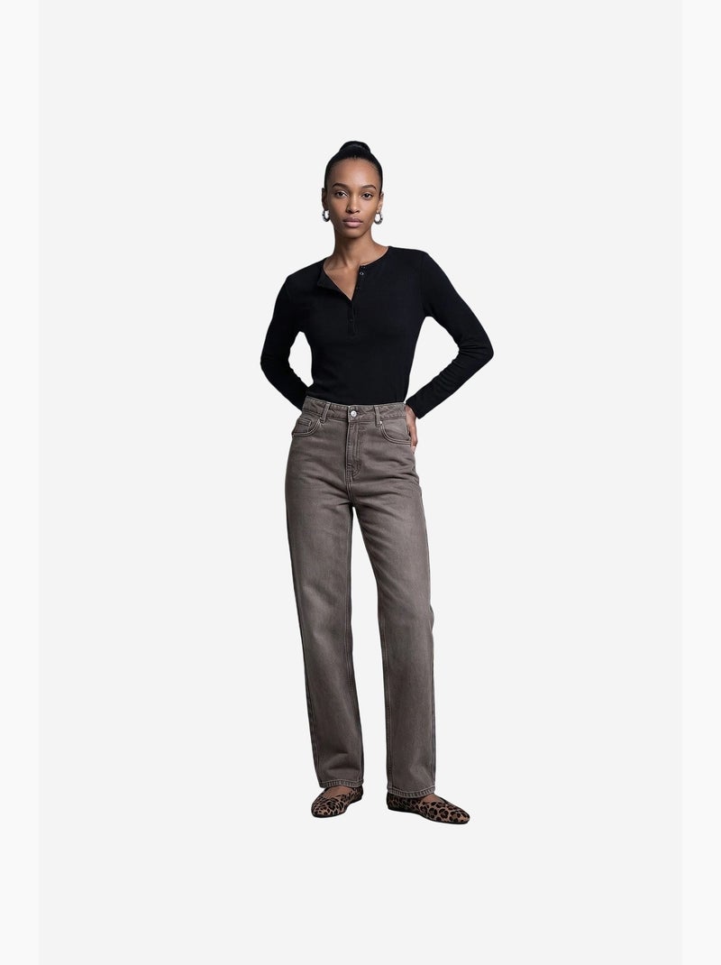 Damesjeans dilvin Taupe - Kiabi