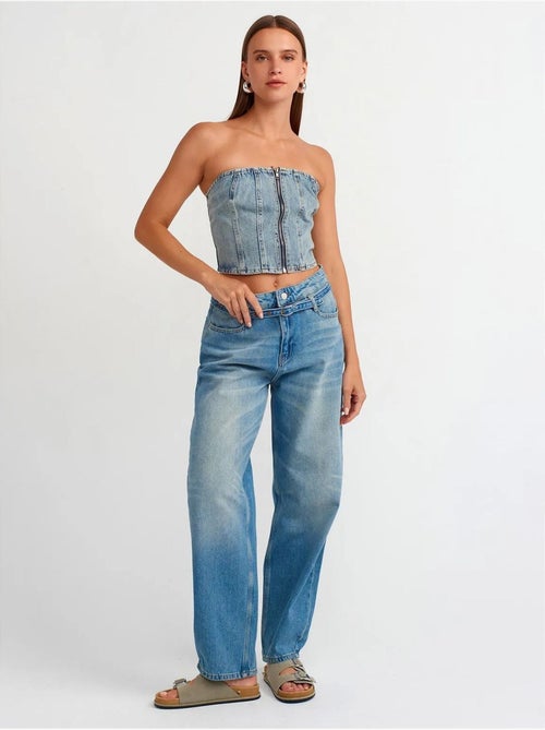 Damesjeans met hoge taille en ballonpijpen dilvin - Kiabi Damesjeans met hoge taille en ballonpijpen dilvin - Kiabi