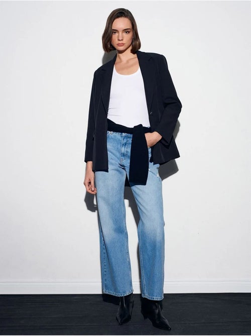 Damesjeans met hoge taille en rechte pijp dilvin - Kiabi Damesjeans met hoge taille en rechte pijp dilvin - Kiabi