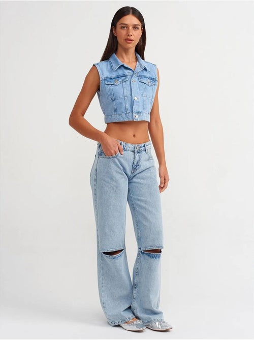 Damesjeans met hoge taille en wijde pijp dilvin - Kiabi Damesjeans met hoge taille en wijde pijp dilvin - Kiabi