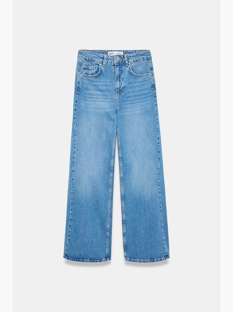 Damesjeans met rechte pijp dilvin Saffierblauw - Kiabi