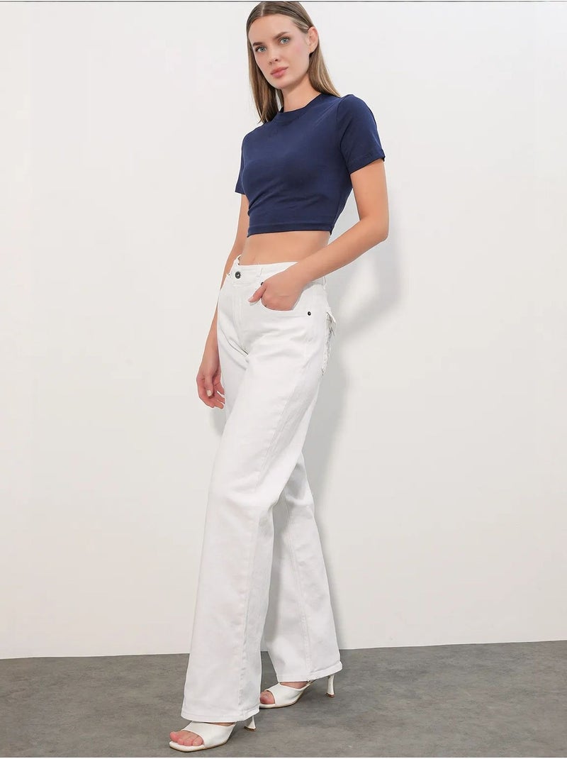 Damesjeans van katoen bdart Wit - Kiabi