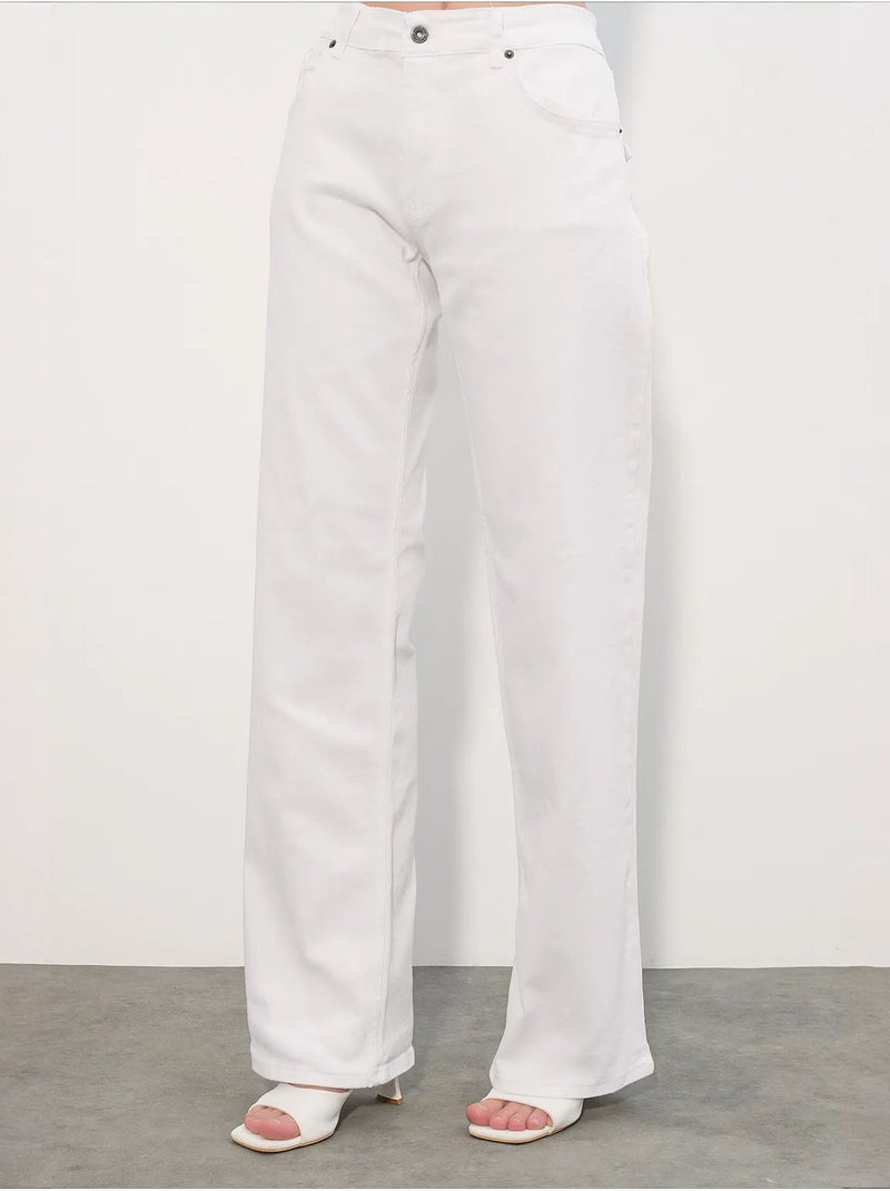 Damesjeans van katoen bdart Wit - Kiabi