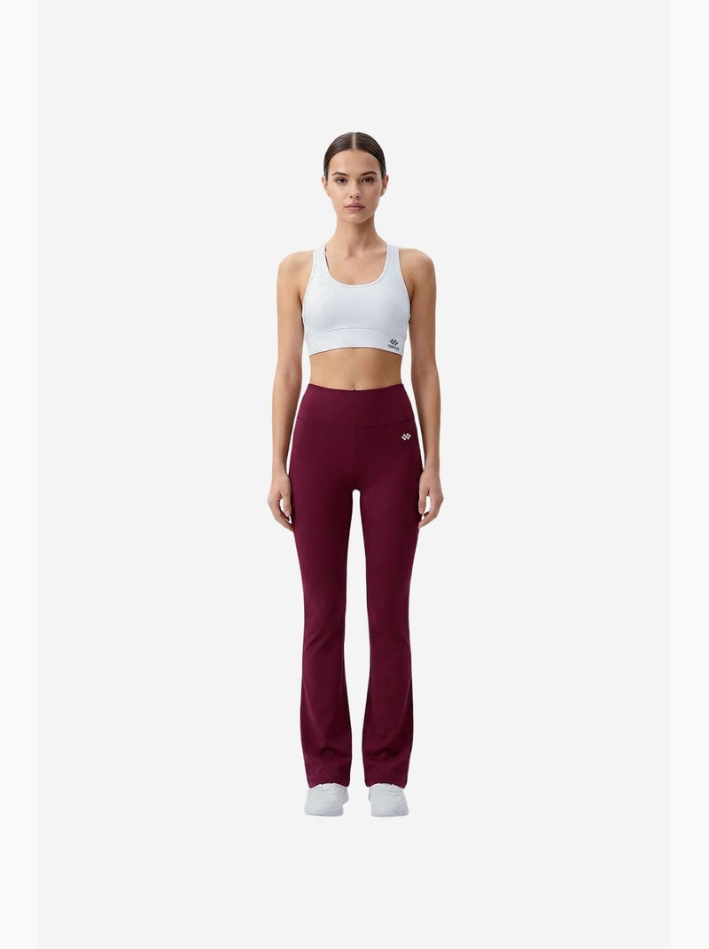 Dameslegging met hoge taille en flare tommy Bordeauxrood - Kiabi