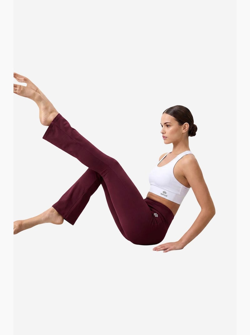 Dameslegging met hoge taille en flare tommy Bordeauxrood - Kiabi