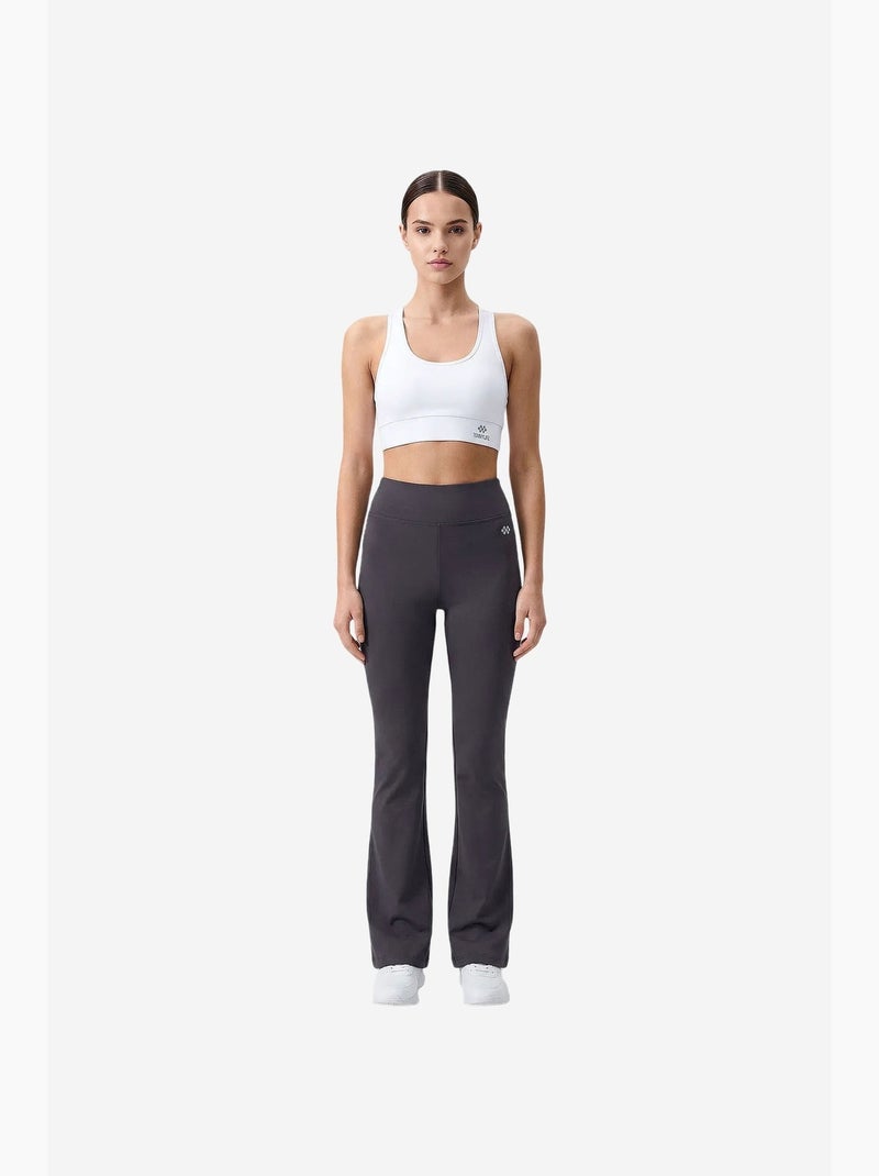 Dameslegging met hoge taille en flare tommy Grijs Zwart - Kiabi