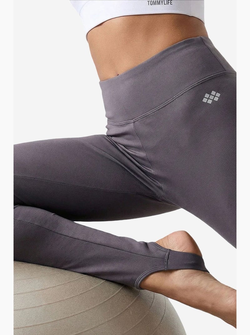 Dameslegging met hoge taille skinny tommy Grijs Zwart - Kiabi