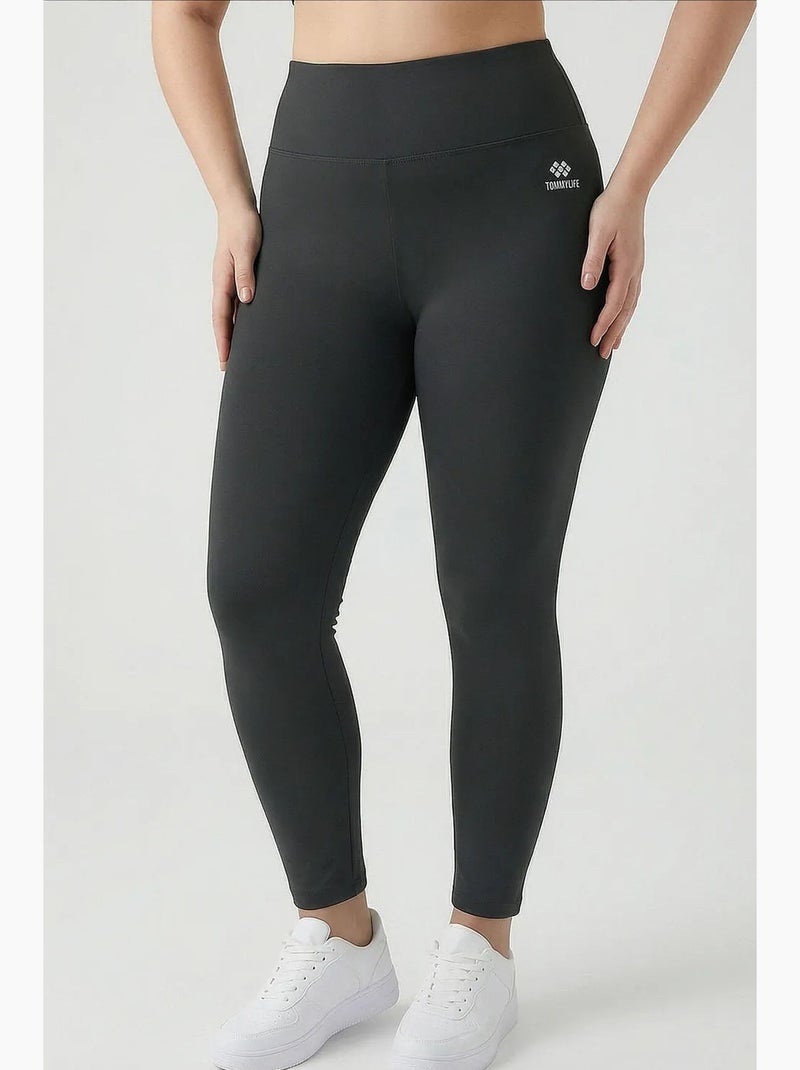 Dameslegging met hoge taille tommy Donkergrijs - Kiabi