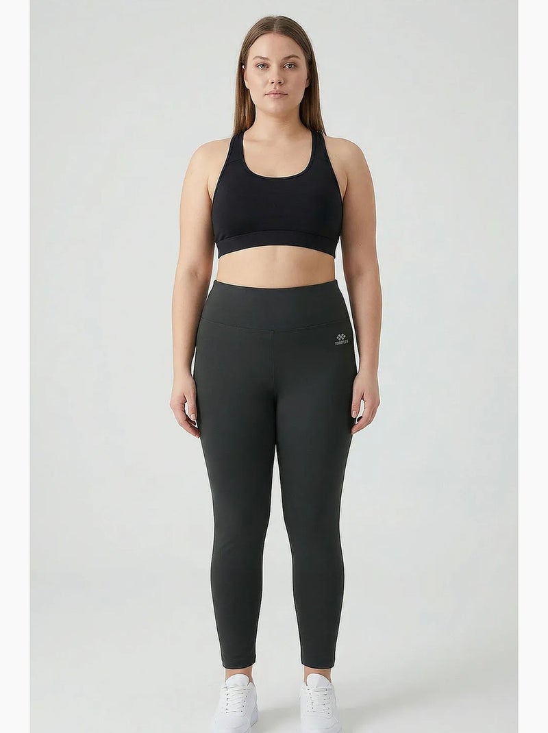 Dameslegging met hoge taille tommy Donkergrijs - Kiabi