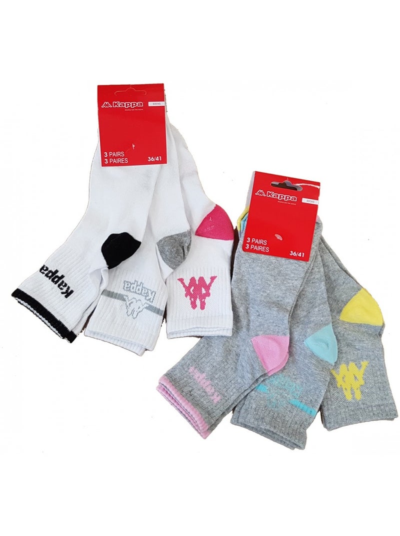Damesokken KAPPA QUARTER - Set van 6 paar Multicolor - Kiabi