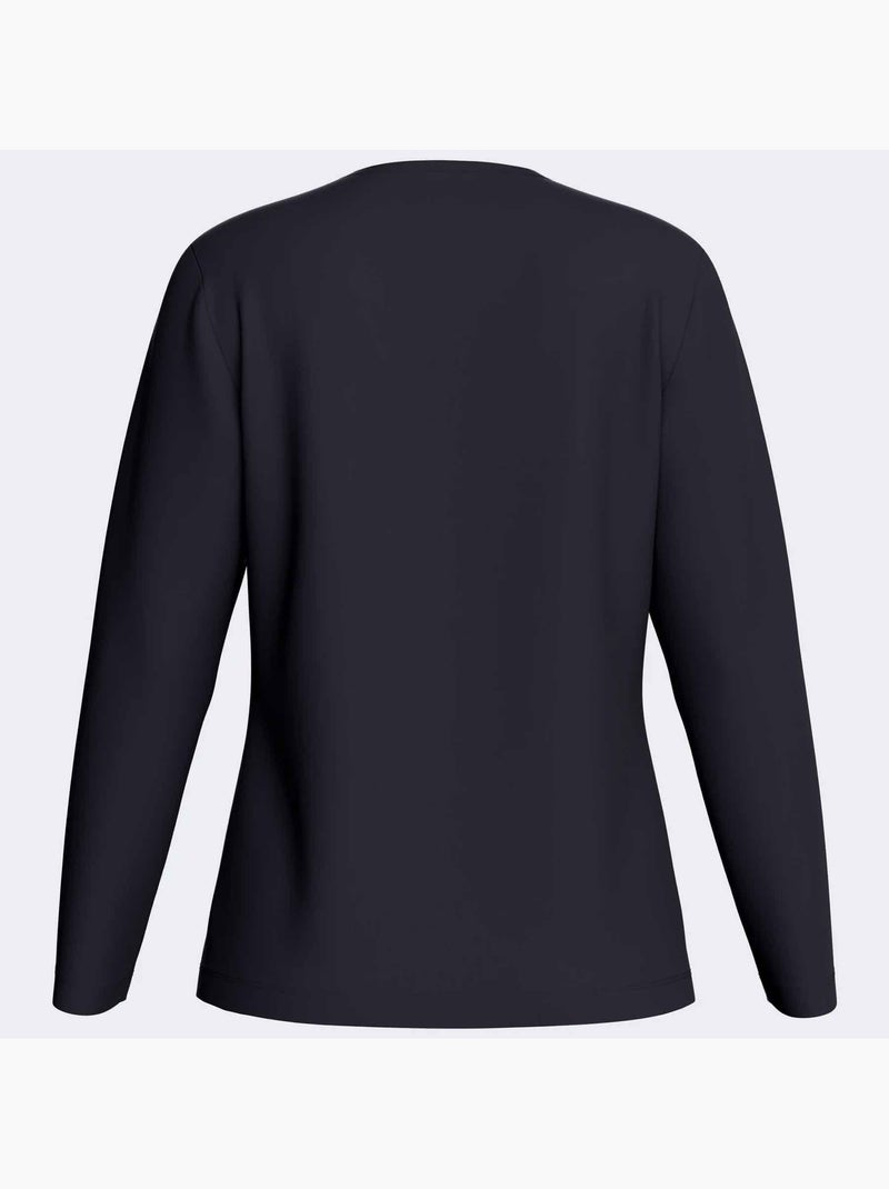 Damespyjama lange mouwen lyocell Marineblauw - Kiabi