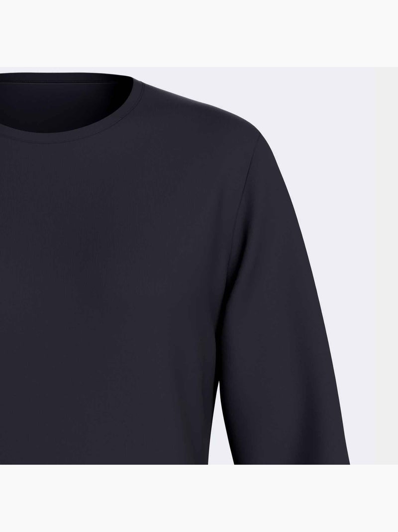 Damespyjama lange mouwen lyocell Marineblauw - Kiabi