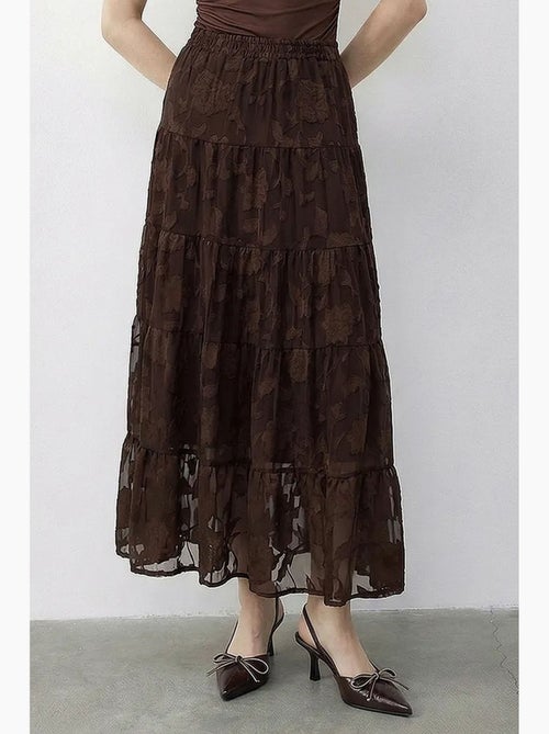 Damesrok hoge taille getextureerde maxi lucci - Kiabi