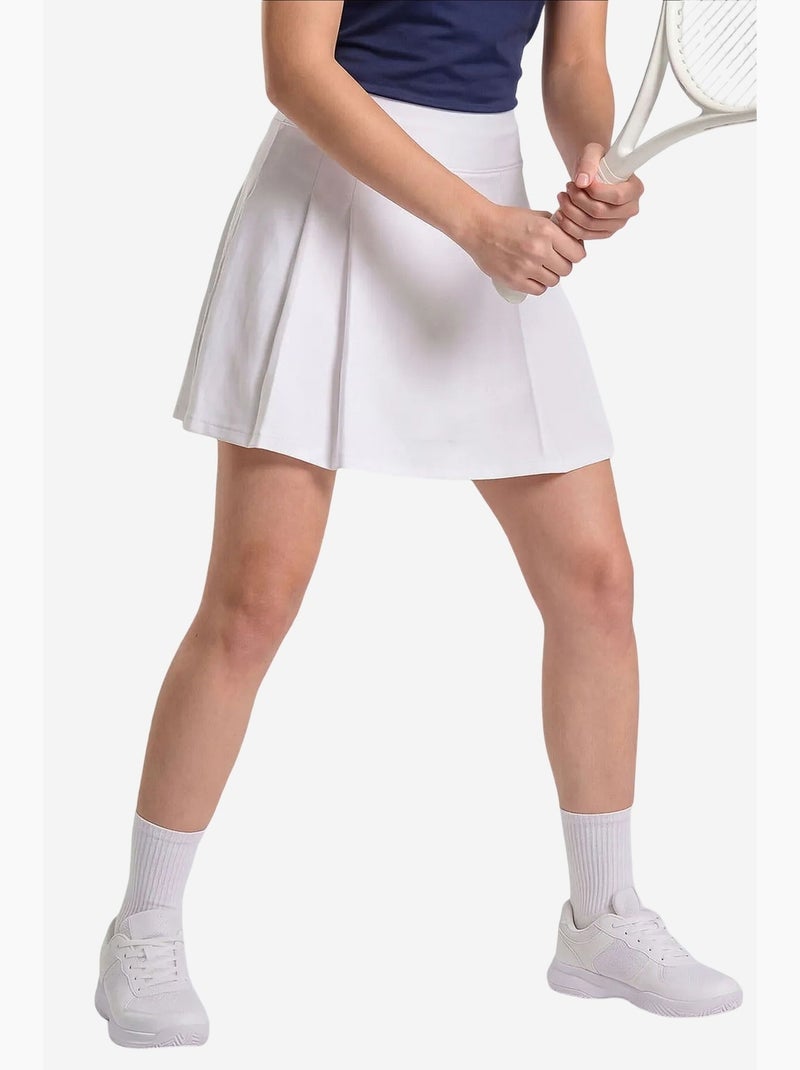 Damesrok met hoge taille en plooien tommy Wit - Kiabi