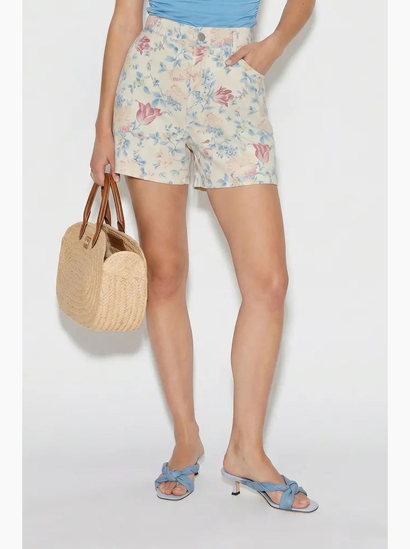 Damesshort van stretchmateriaal lucci Wit - Kiabi