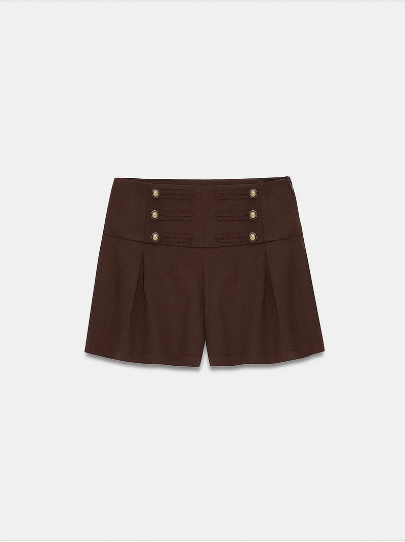 Damesshort van tencel dilvin Bruin - Kiabi
