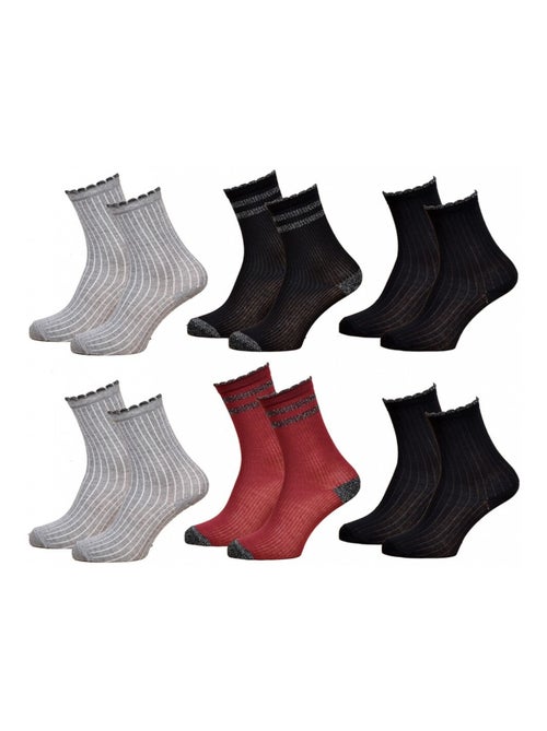 Damessokken Comfort Katoen Fantasie - Set van 6 paar - Kiabi Damessokken Comfort Katoen Fantasie - Set van 6 paar - Kiabi