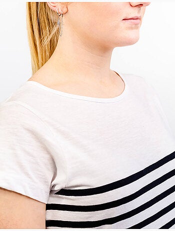 Damestop met bretonse strepen van lichtgewicht katoen 'breizh océan', gestreept t-shirt voor dames