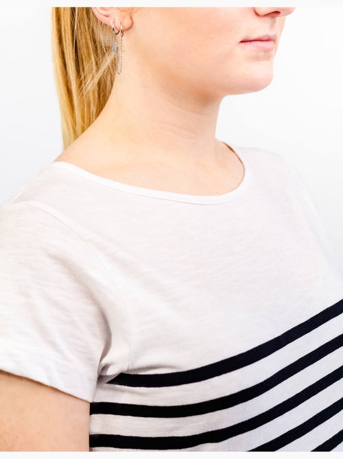 Damestop met bretonse strepen van lichtgewicht katoen 'breizh océan', gestreept t-shirt voor dames - Kiabi Damestop met bretonse strepen van lichtgewicht katoen 'breizh océan', gestreept t-shirt voor dames - Kiabi