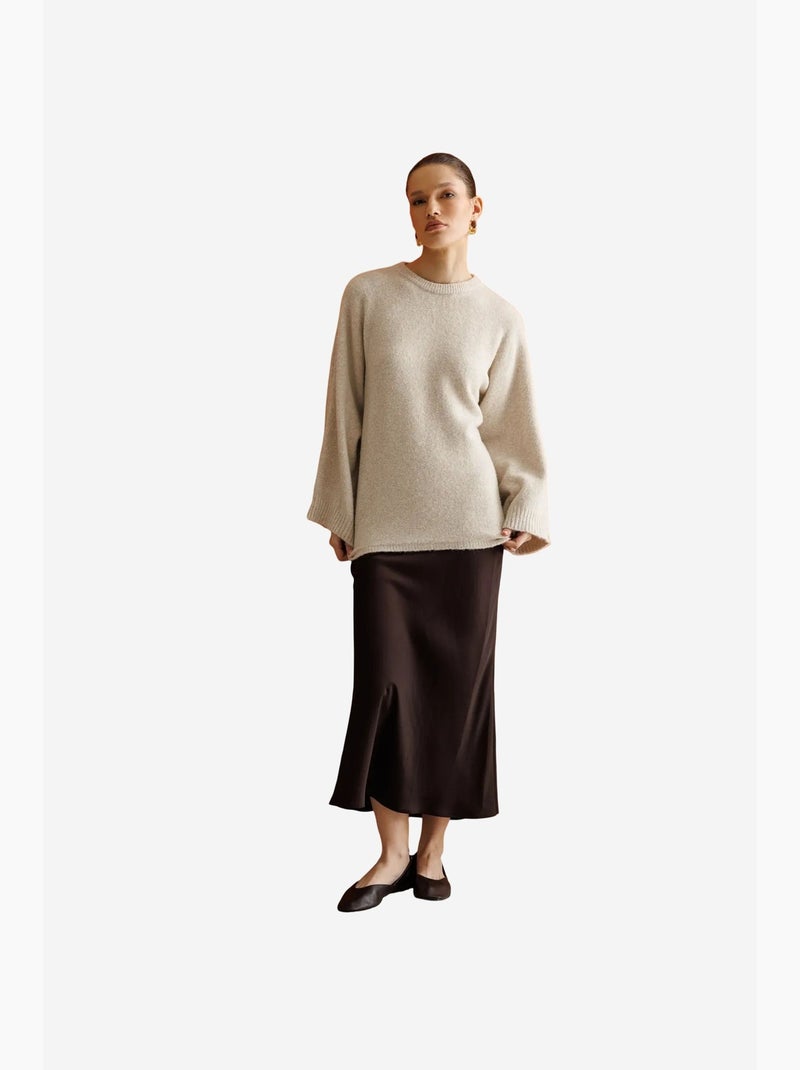 Damestrui oversized met ronde hals mixray Natuurlijk beige - Kiabi