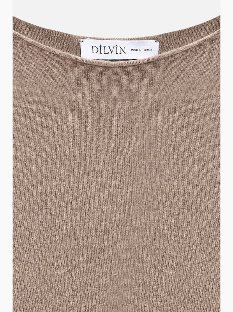 Damestrui van ribgebreide stof met boothals dilvin Klei-beige - Kiabi