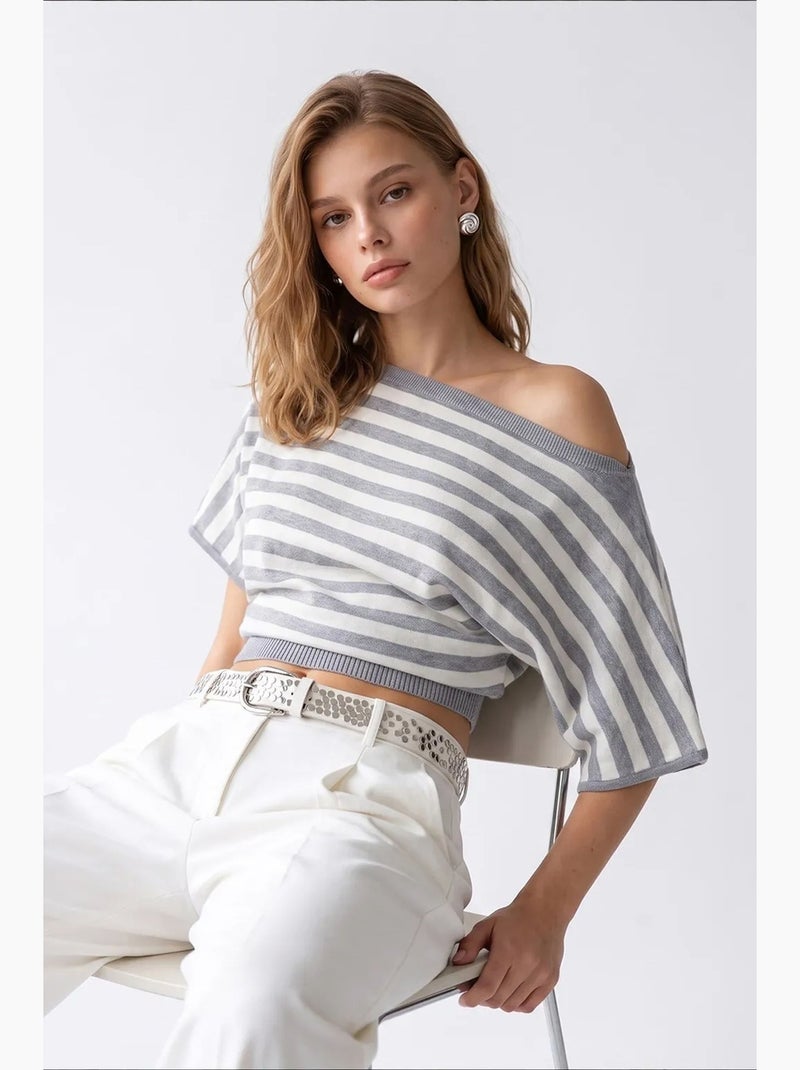 Damestrui van viscosemix mixray Wit Grijs - Kiabi