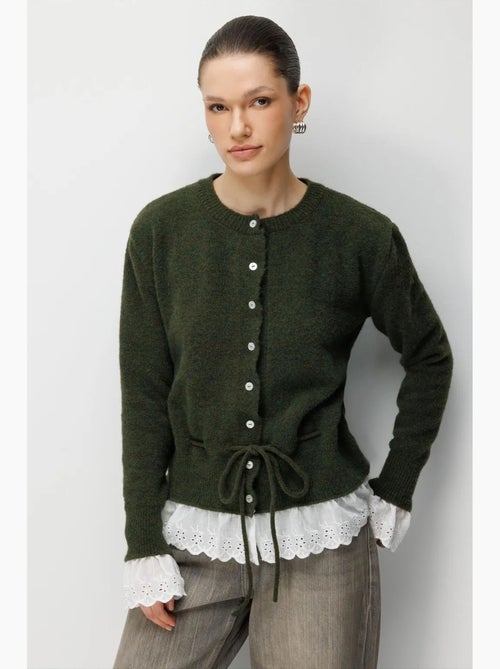 Damesvest met ronde hals en knopen mixray - Kiabi