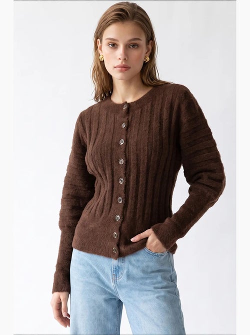 Damesvest met ronde hals mixray - Kiabi Damesvest met ronde hals mixray - Kiabi