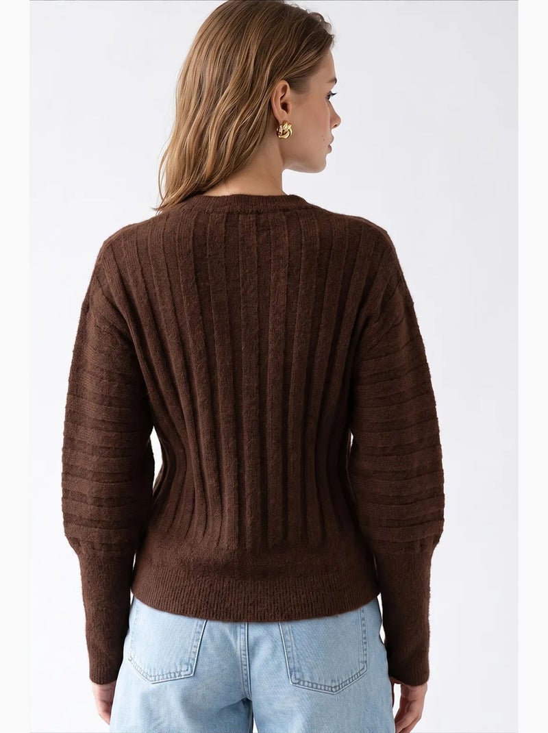Damesvest met ronde hals mixray Bruin - Kiabi