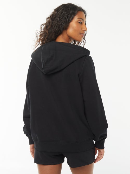 Damesvest van sweatstof met rits en capuchon - Kiabi