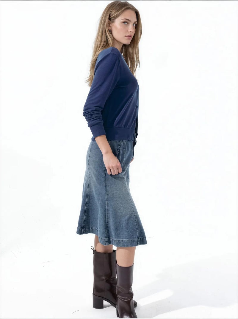 Damesvest van viscosemix busem Marineblauw - Kiabi