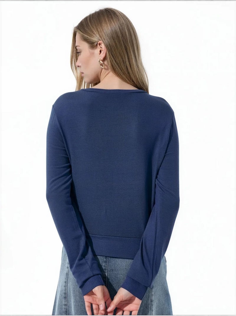 Damesvest van viscosemix busem Marineblauw - Kiabi