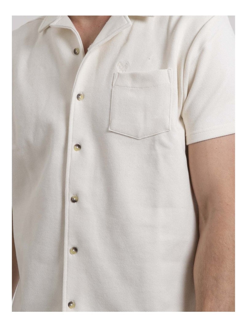 Datacuba katoenen gebreid shirt met korte mouwen Beige - Kiabi