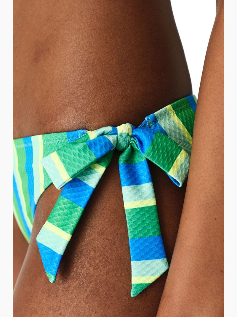 Davina gestreepte bikini slip met structuur en middelhoge taille penti Blauw - Kiabi