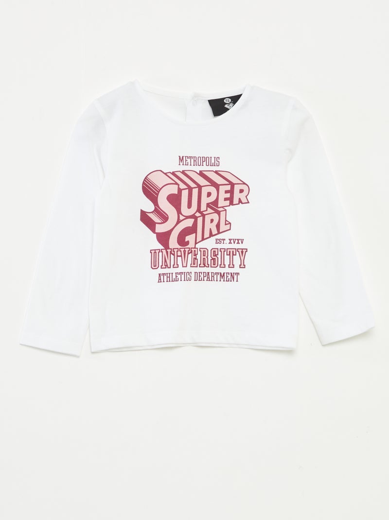 DC Comics-T-shirt met Supergirl-print en lange mouw Wit - Kiabi