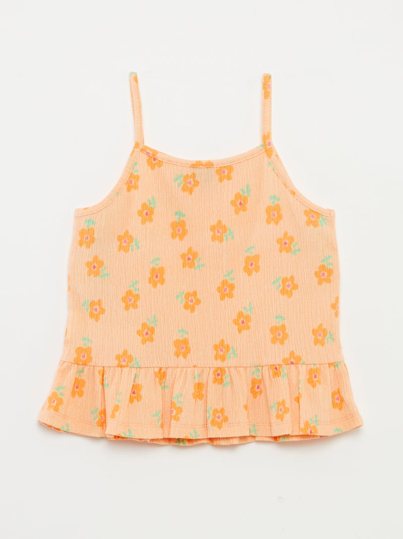 Débardeur à fines bretelles en maille crêpe ORANGE - Kiabi