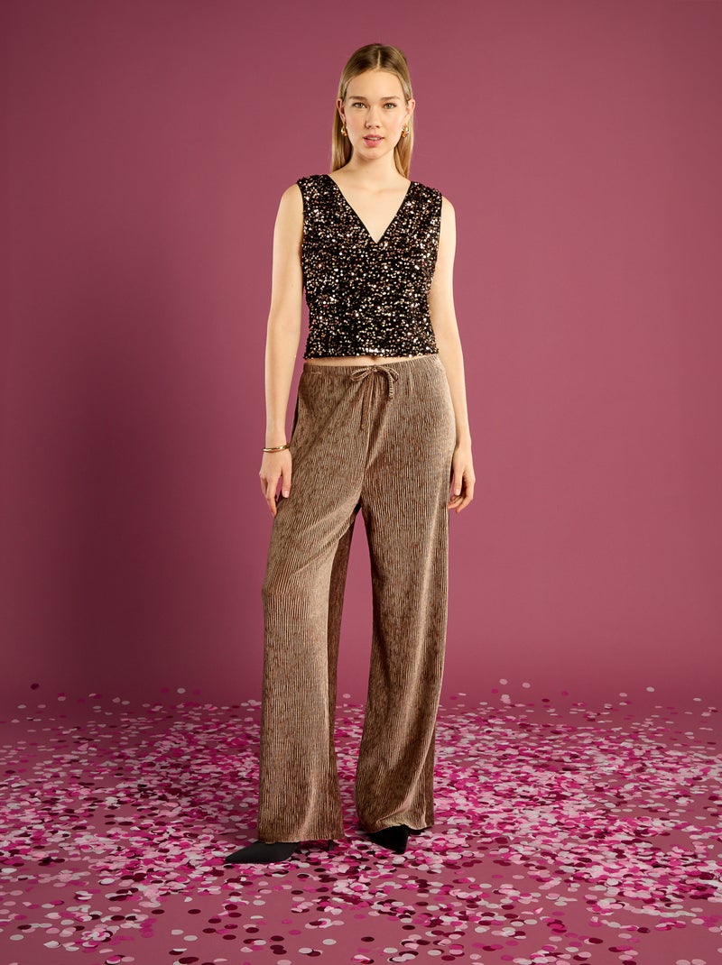 Débardeur à sequins Doré - Kiabi