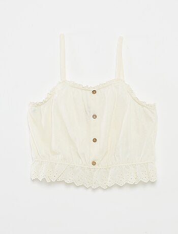 Débardeur à volant avec broderies anglaises