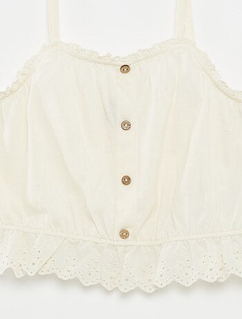 Débardeur à volant avec broderies anglaises