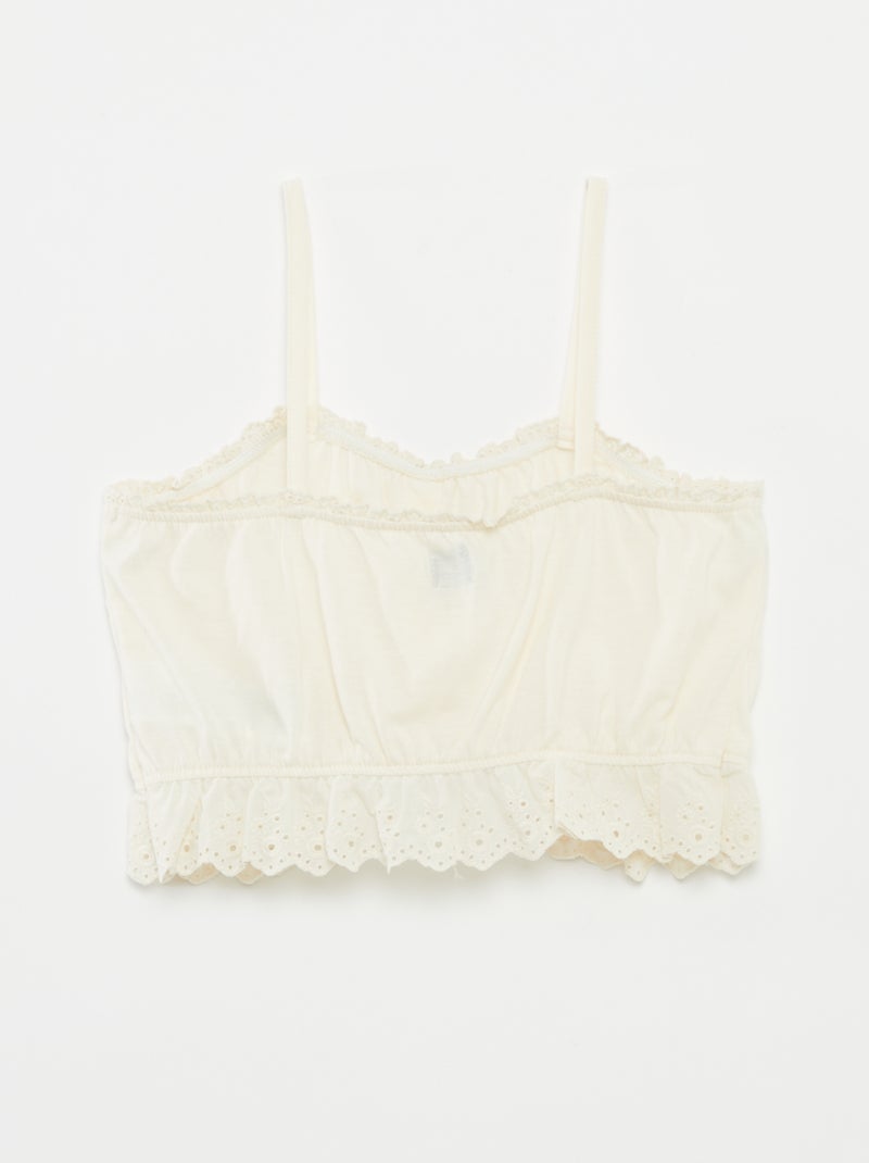 Débardeur à volant avec broderies anglaises BLANC - Kiabi