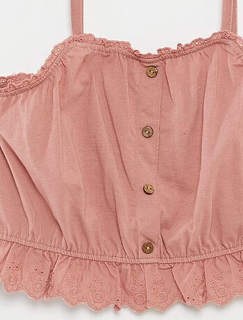 Débardeur à volant avec broderies anglaises