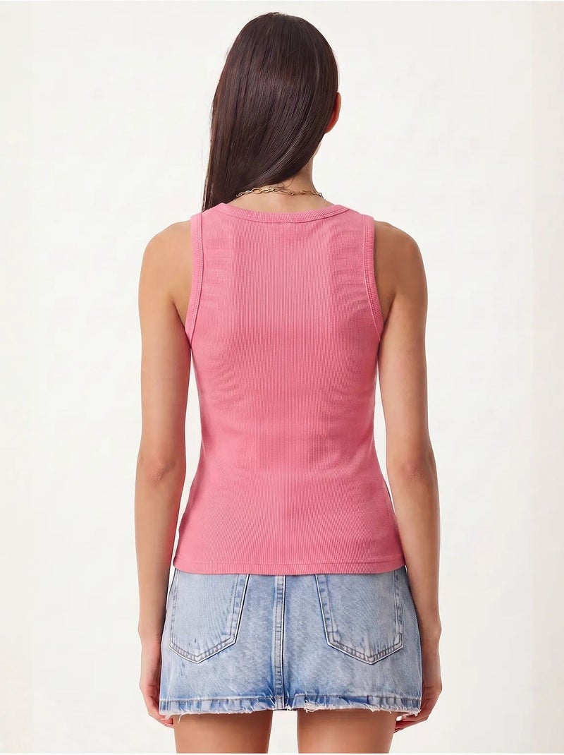 Débardeur ajusté en maille à col en u, lot de 2 istanbul Rose fluo/Solinotes - Kiabi