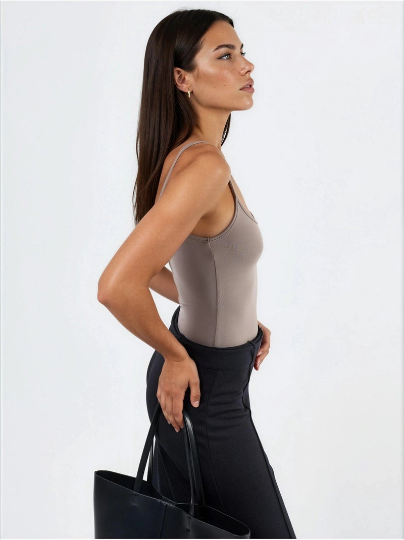 Débardeur ajusté en maille avec col en u busem Beige argile - Kiabi