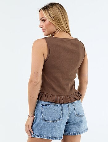 Débardeur avec col bateau et base volantée